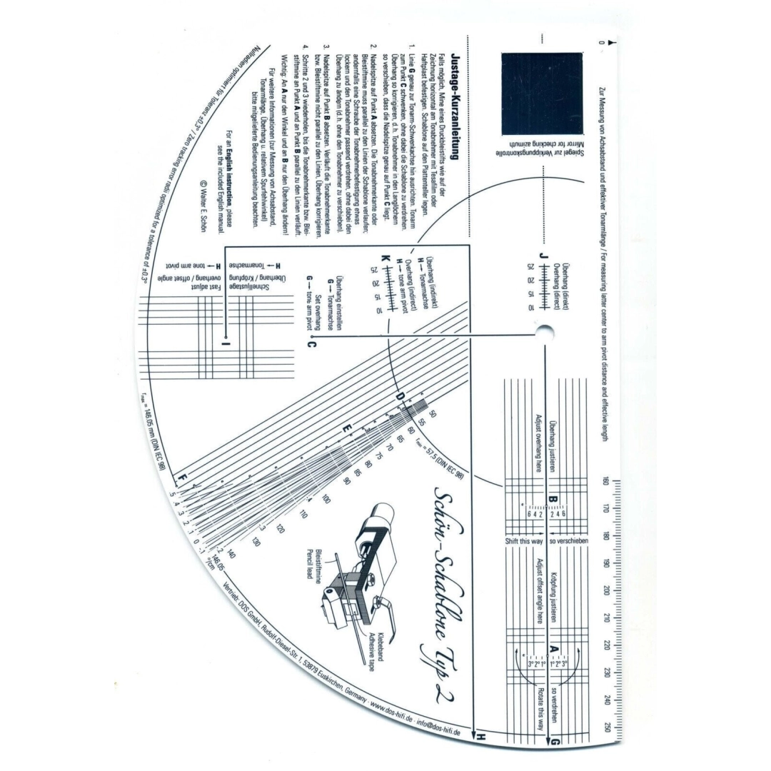 Шаблон для налаштування плеєра: Tonar Professional Cartridge Install Protractor, art. 3583