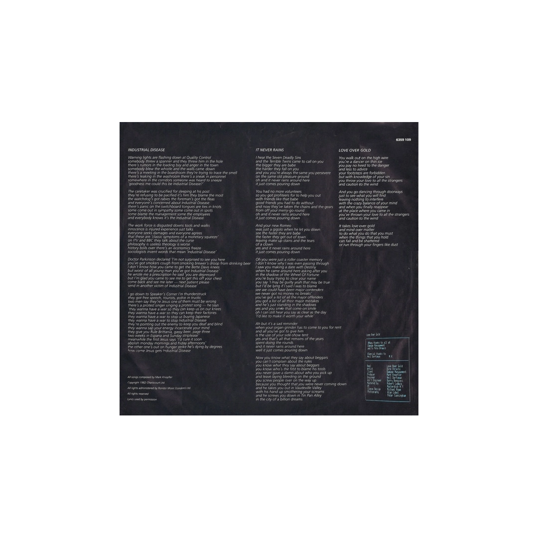 Вініловий диск Dire Straits: Love Over Gold -Hq