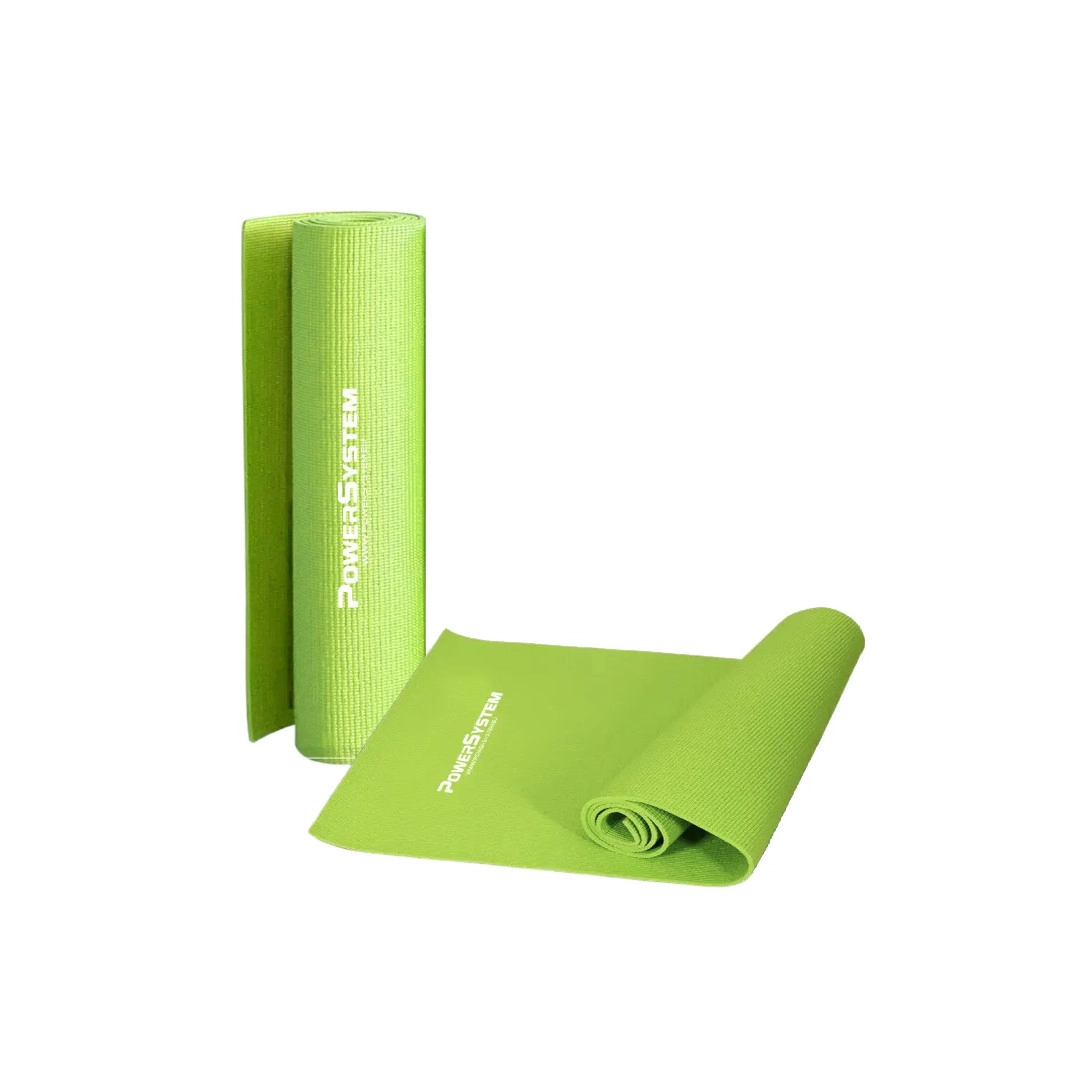 Килимок для йоги та фітнесу Power System PS-4014 PVC Fitness-Yoga Mat Green