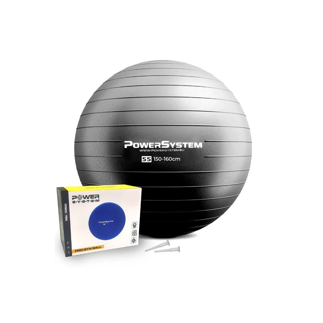 М'яч для фітнесу (фітбол) Power System PS-4011 Ø55 cm PRO Gymball Black