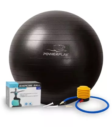 М'яч для фітнесу (фітбол) PowerPlay 4001 Ø65 cm Gymball Чорний + помпа