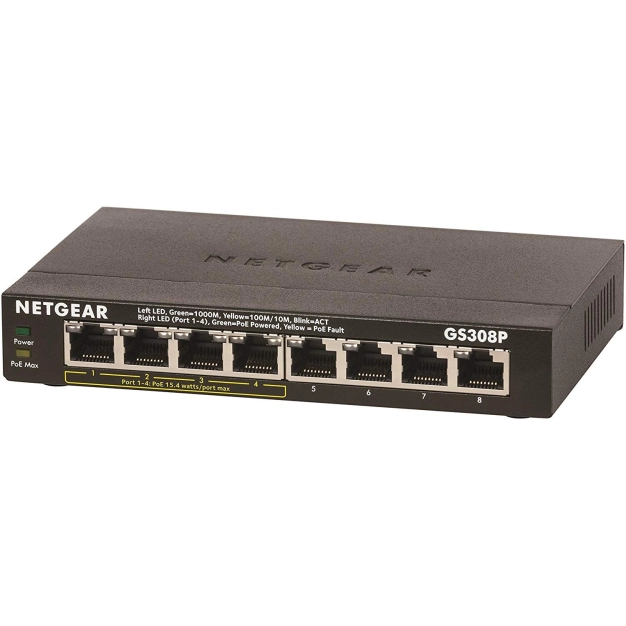 Netgear GS308P 8-портовий гігабітний комутатор Ethernet Netgear GS308P 8-портовий гігабітний комутатор Ethernet