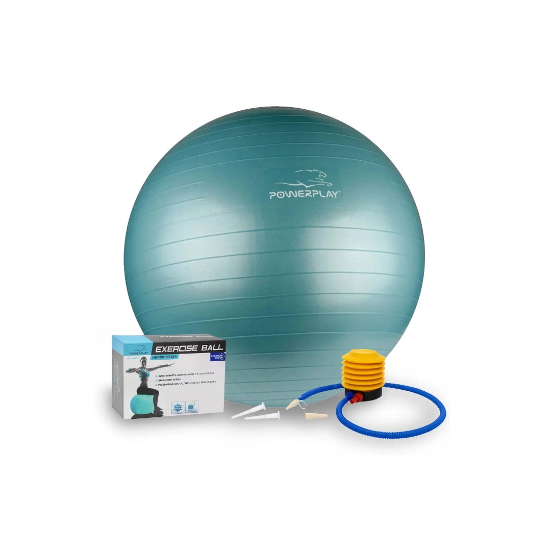 М'яч для фітнесу (фітбол) PowerPlay 4001 Ø75 cm Gymball Зелений + помпа
