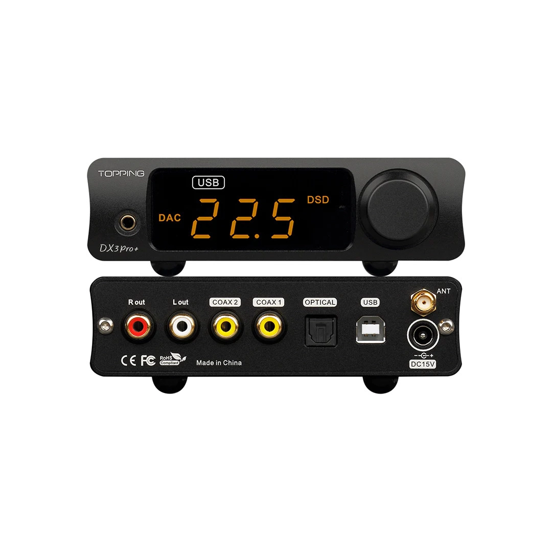 TOPPING DX3 Pro+ Black ES9038Q2M Настільний ЦАП та підсилювач для навушників TOPPING DX3 Pro+ Black ES9038Q2M Настільний ЦАП та підсилювач для навушників