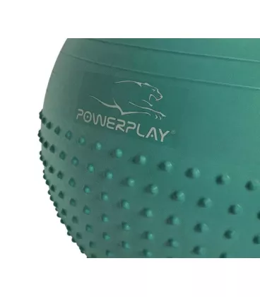 М'яч для фітнесу (фітбол) напівмасажний PowerPlay 4003 Ø65 cm Gymball Зелений + помпа