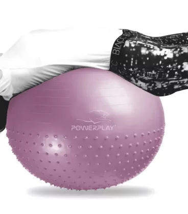 М'яч для фітнесу (фітбол) напівмасажний PowerPlay 4003 Ø65 cm Gymball Ліловий + помпа