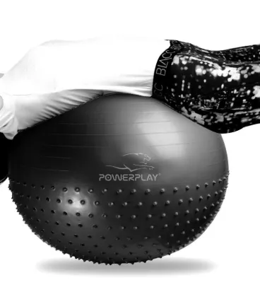 М'яч для фітнесу (фітбол) напівмасажний PowerPlay 4003 Ø75 cm Gymball Темно-сірий + помпа